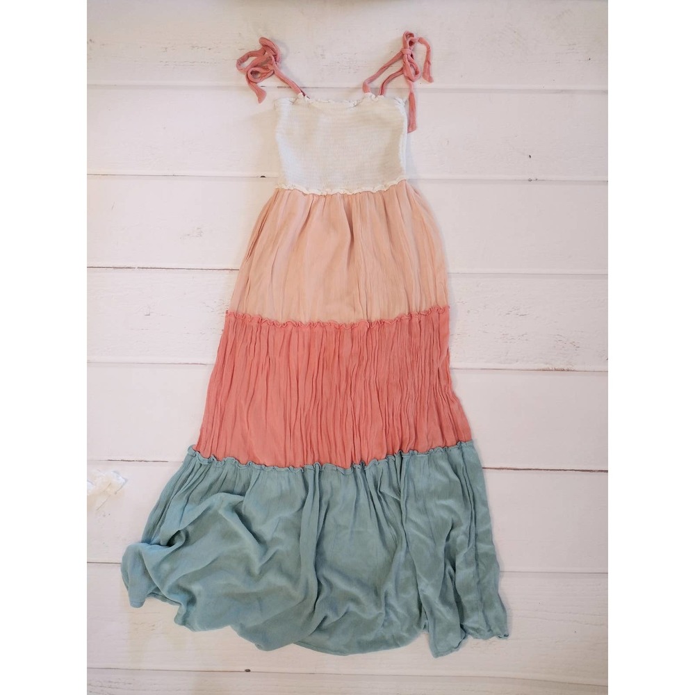 Bepop multi color babydoll maxi dress women size small